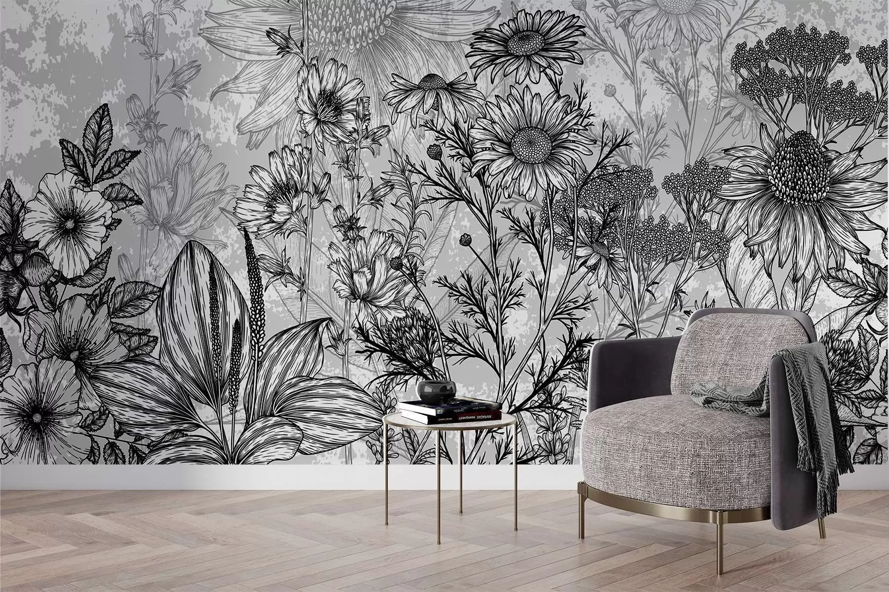 wall murals Дивље цвеће у графичком стилу w02523