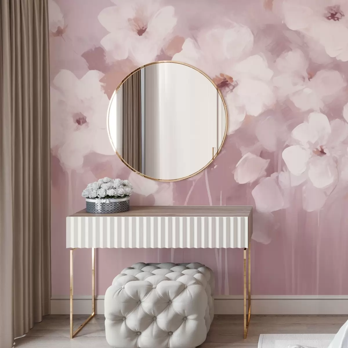 wall murals Нежно бело цвеће ружичасте боје w08542v1