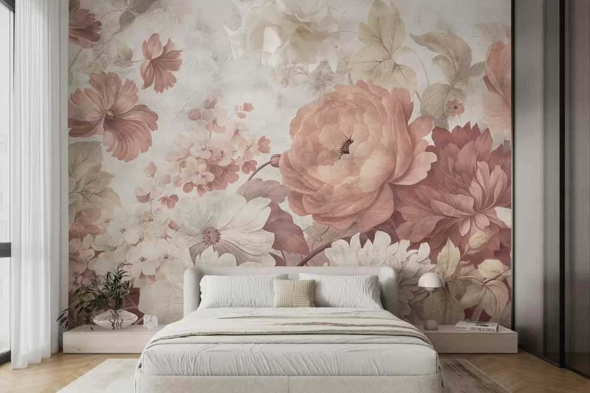 wall murals Велико цвеће на старој позадини w08516