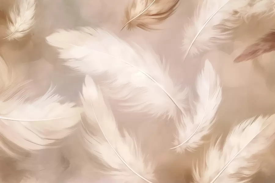 wall murals Велико перје у беж боји w02601v1