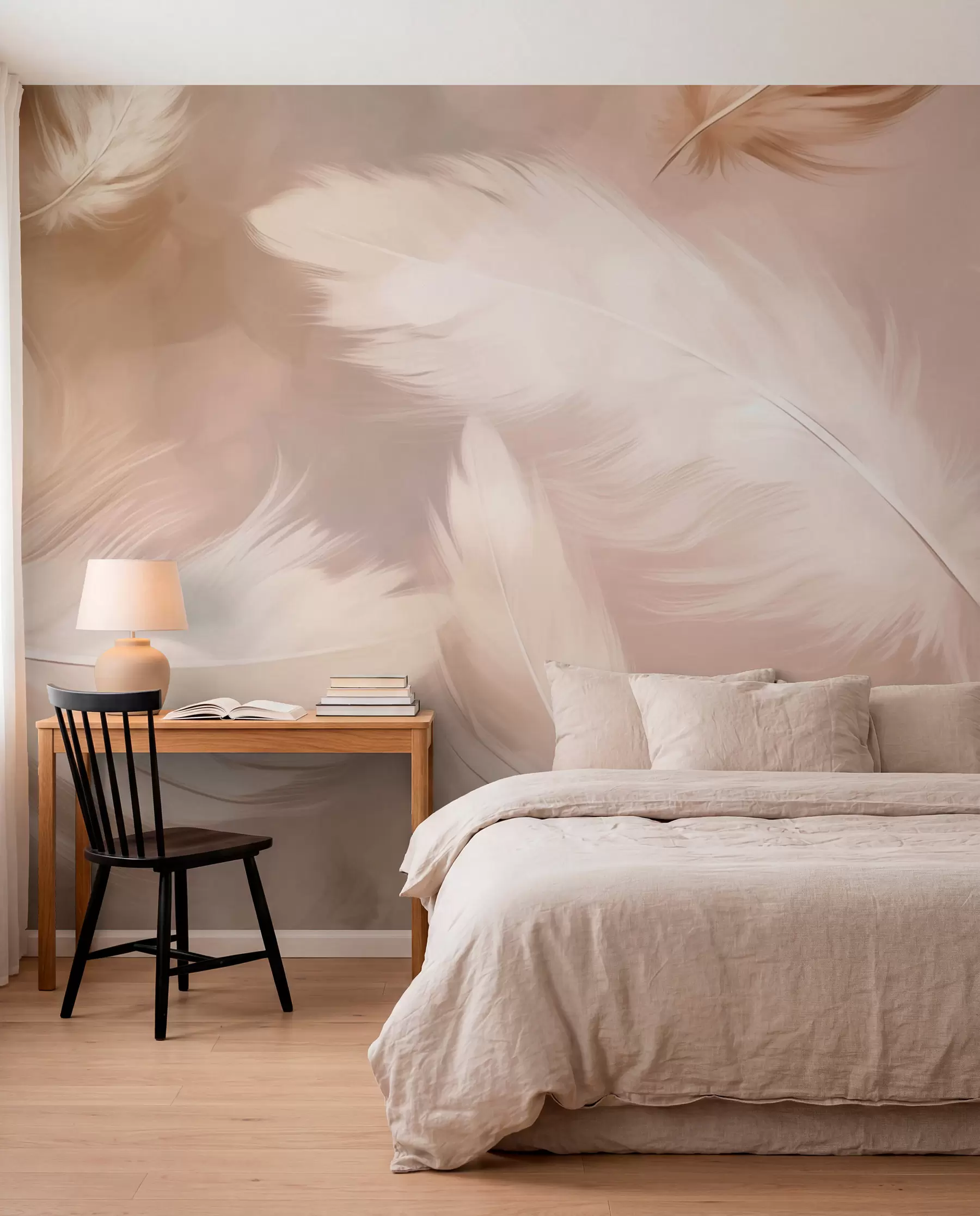 wall murals Perje u ružičastoj i bež w02601v1