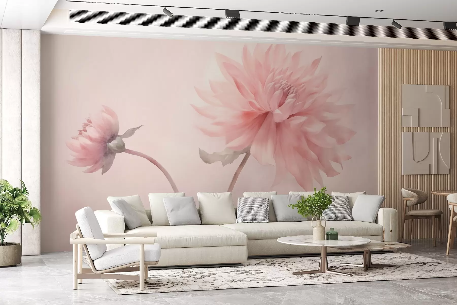 wall murals Велики цвет божура у пастелним бојама w02608