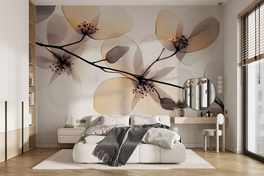 wall murals нежна и префињена грана са провидним цветовима  w02630