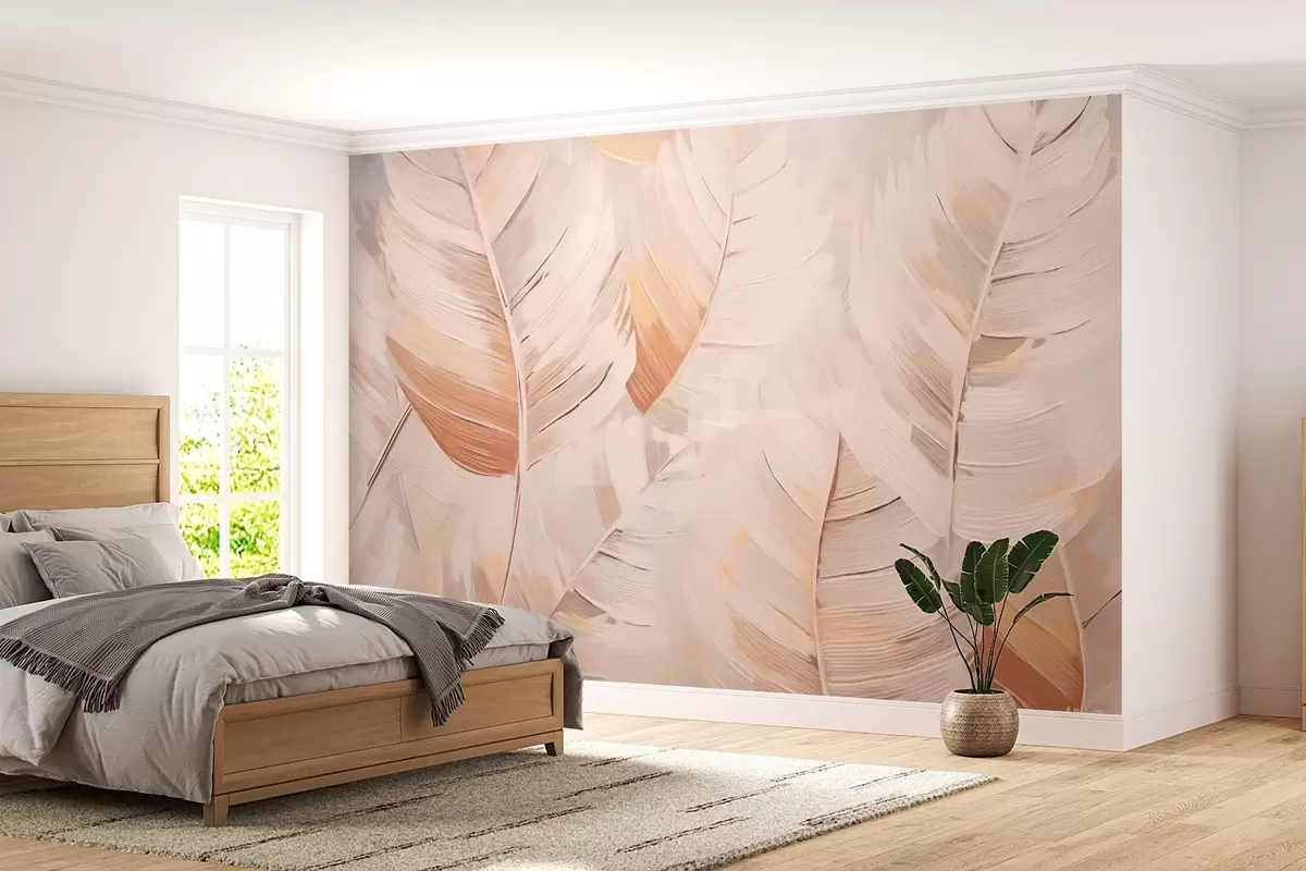 wall murals Апстрактно беж лишће w02576