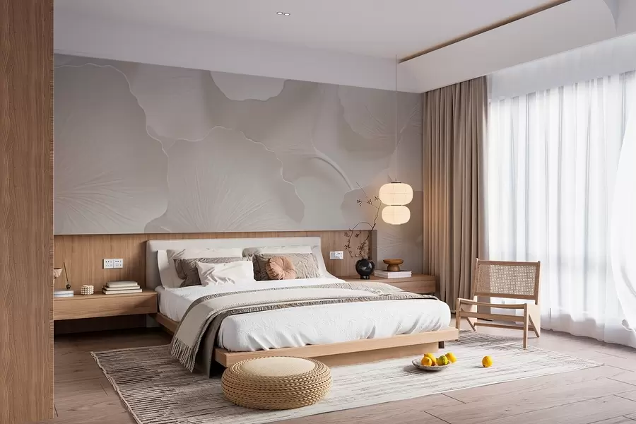 wall murals Елегантни беж листови гинка w02577