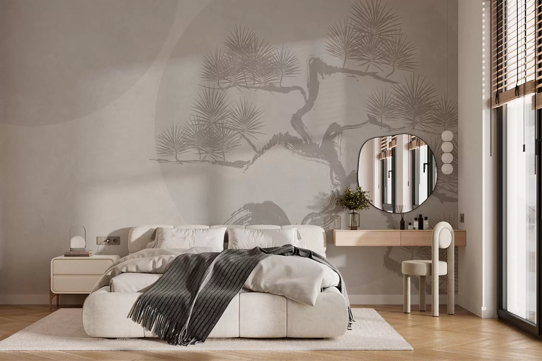 wall murals Бонсаи јапански минимализам геометрија грунге позадина w08556