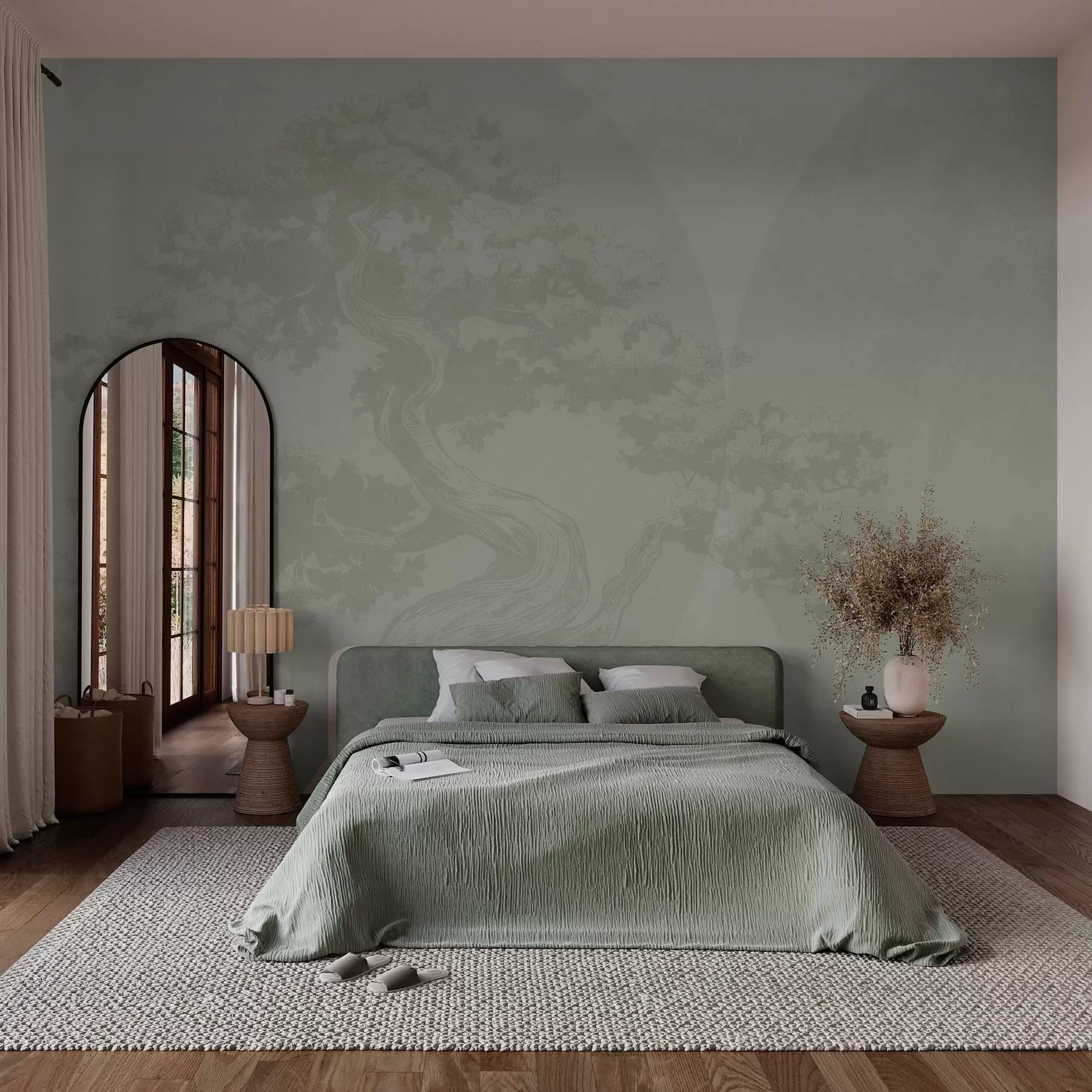 wall murals Бонсаи дрво минимализам геометрија грунге позадина w08557v2
