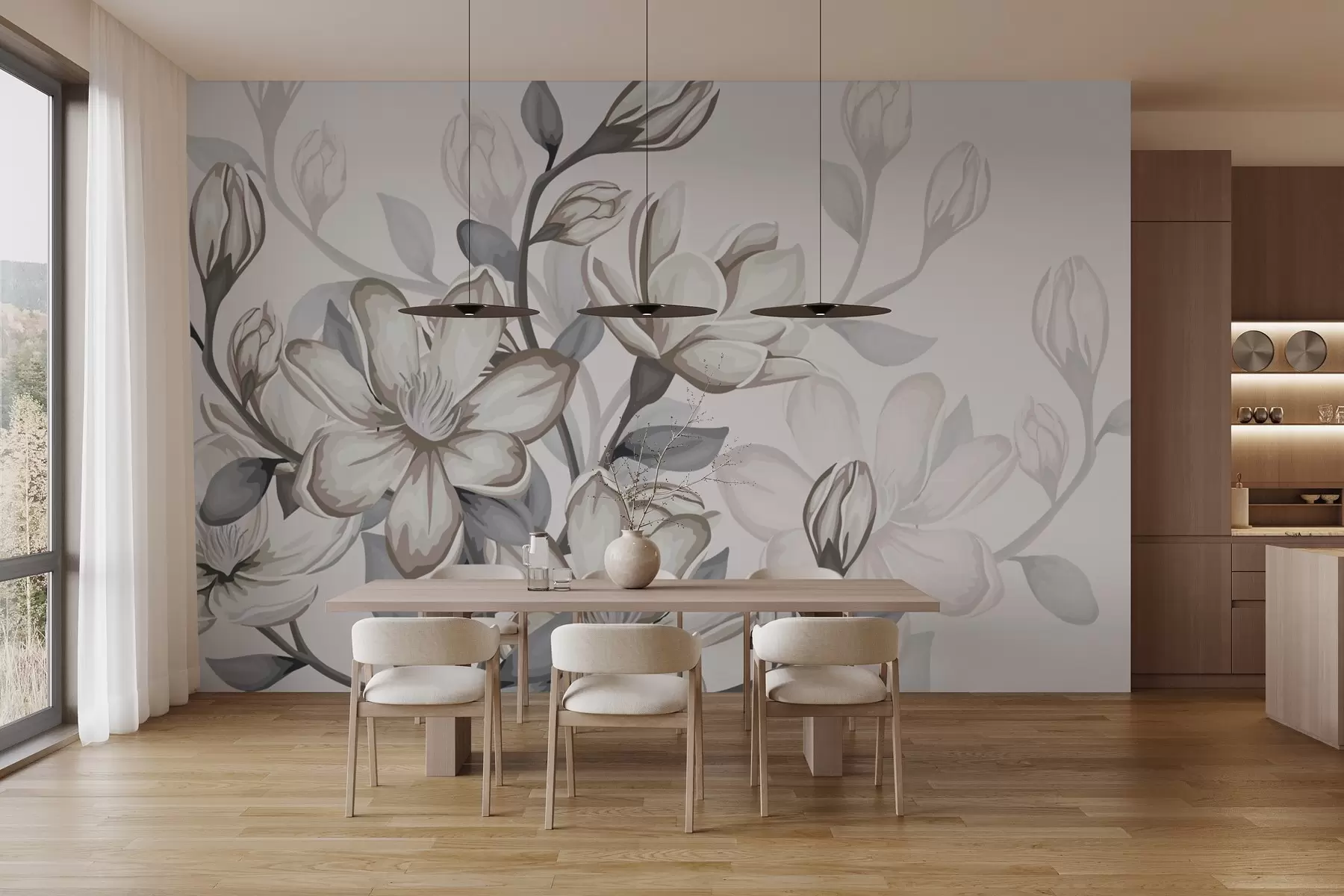 wall murals велики бели цветови w02663v2