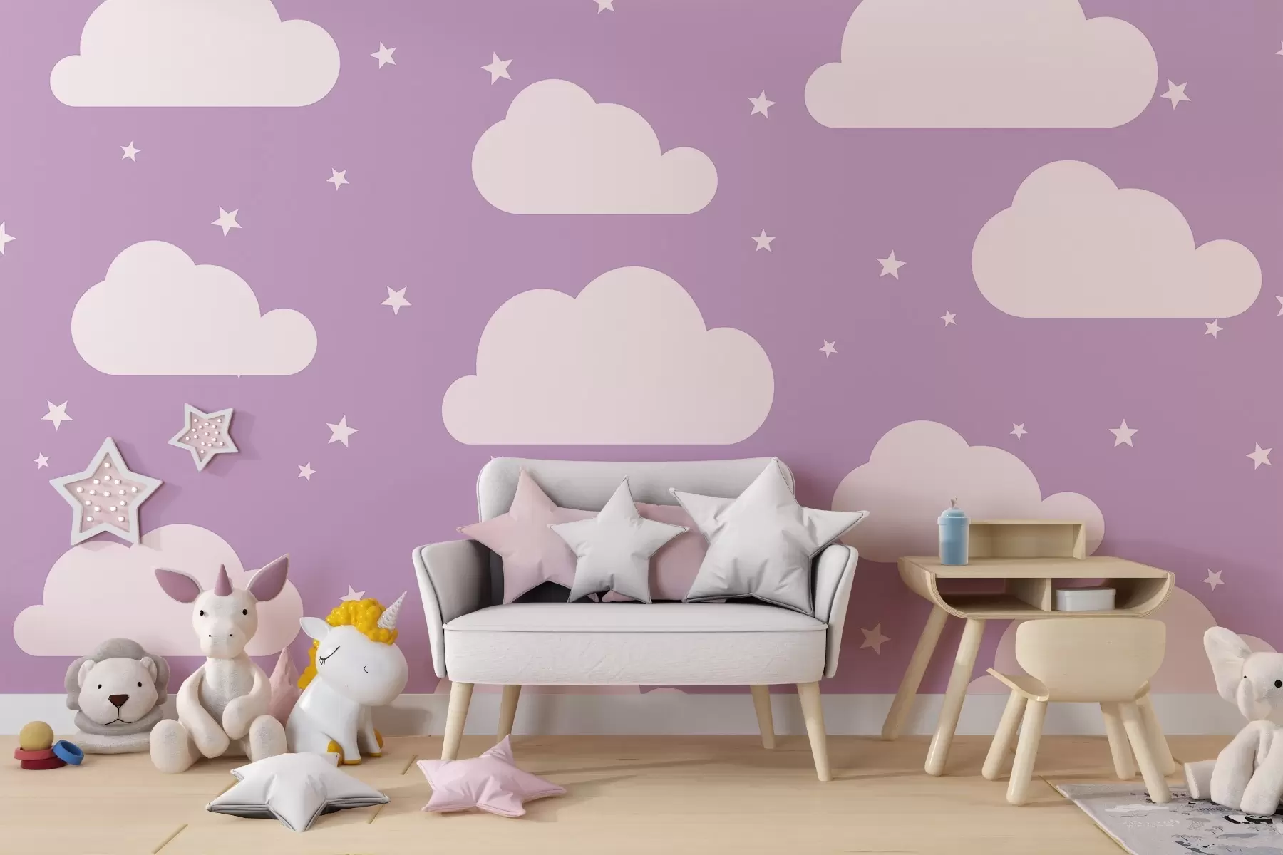 wall murals Звездано небо у ружичастој нијанси w02649v3