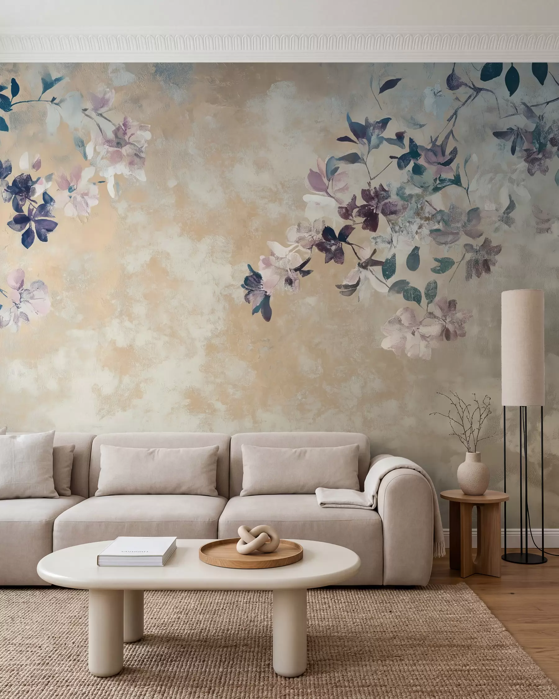 wall murals Cvijeće u ispranoj plavoj w02686