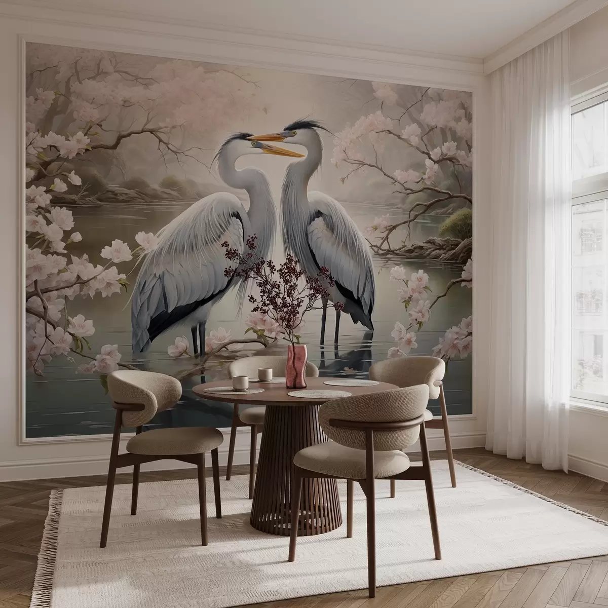 wall murals Пар рода у цветној башти w02621