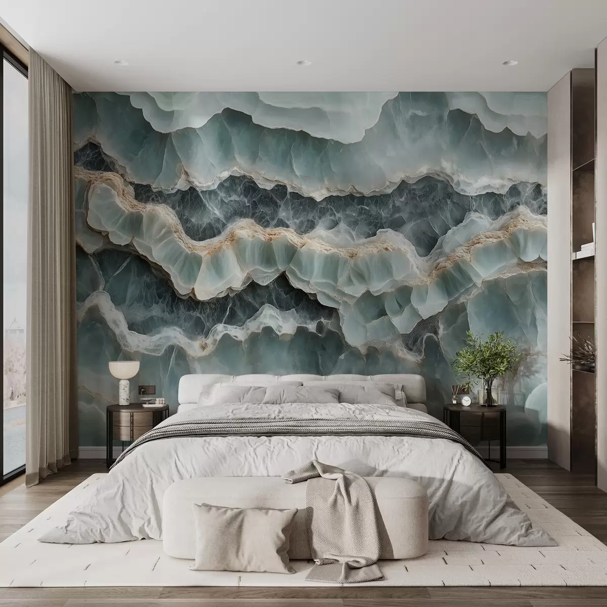 wall murals Мермерна површина са имитацијом таласастих линија смоле w08561