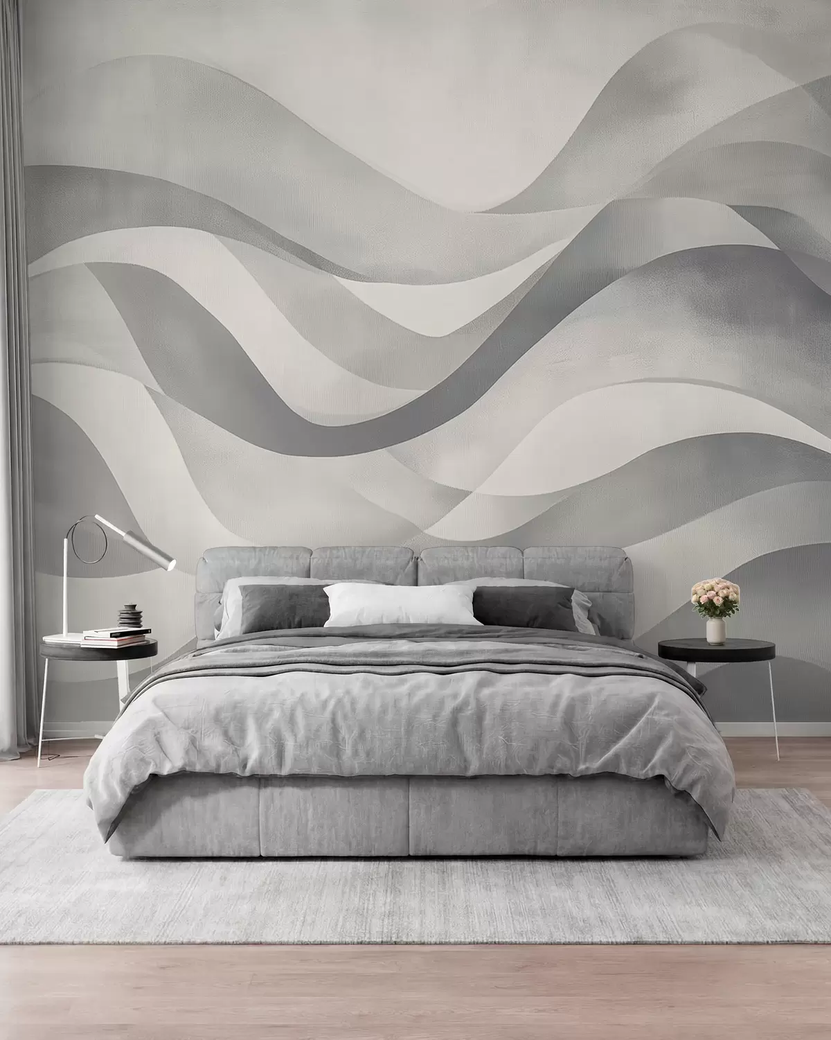 wall murals Глатки таласи у сиво-плавим тоновима у стилу акварела w08564v1