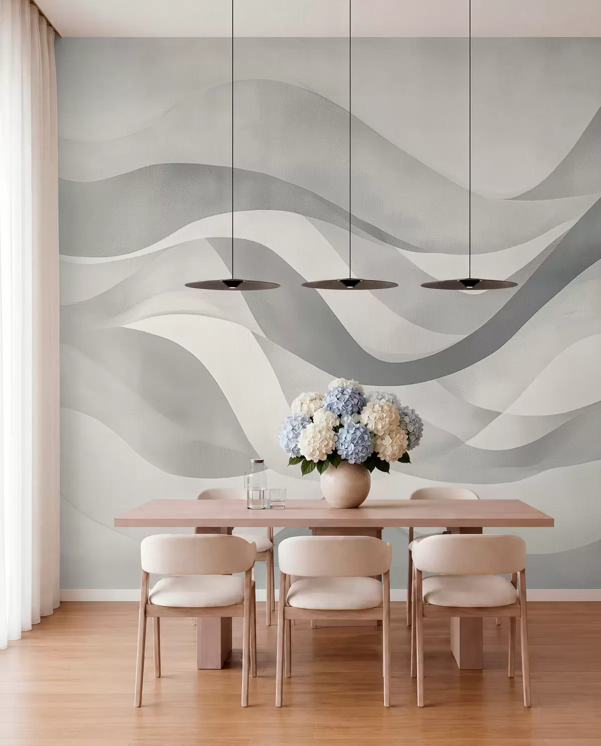 wall murals Глатки таласи у сиво-плавим тоновима у стилу акварела w08564v1