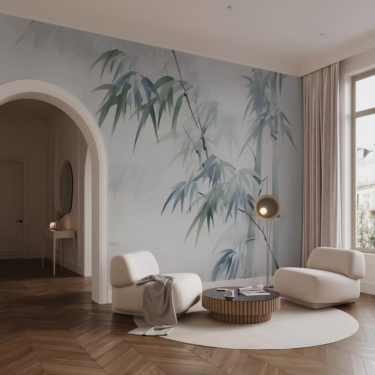 wall murals Гране бамбуса имитација замагљене акварела w02705