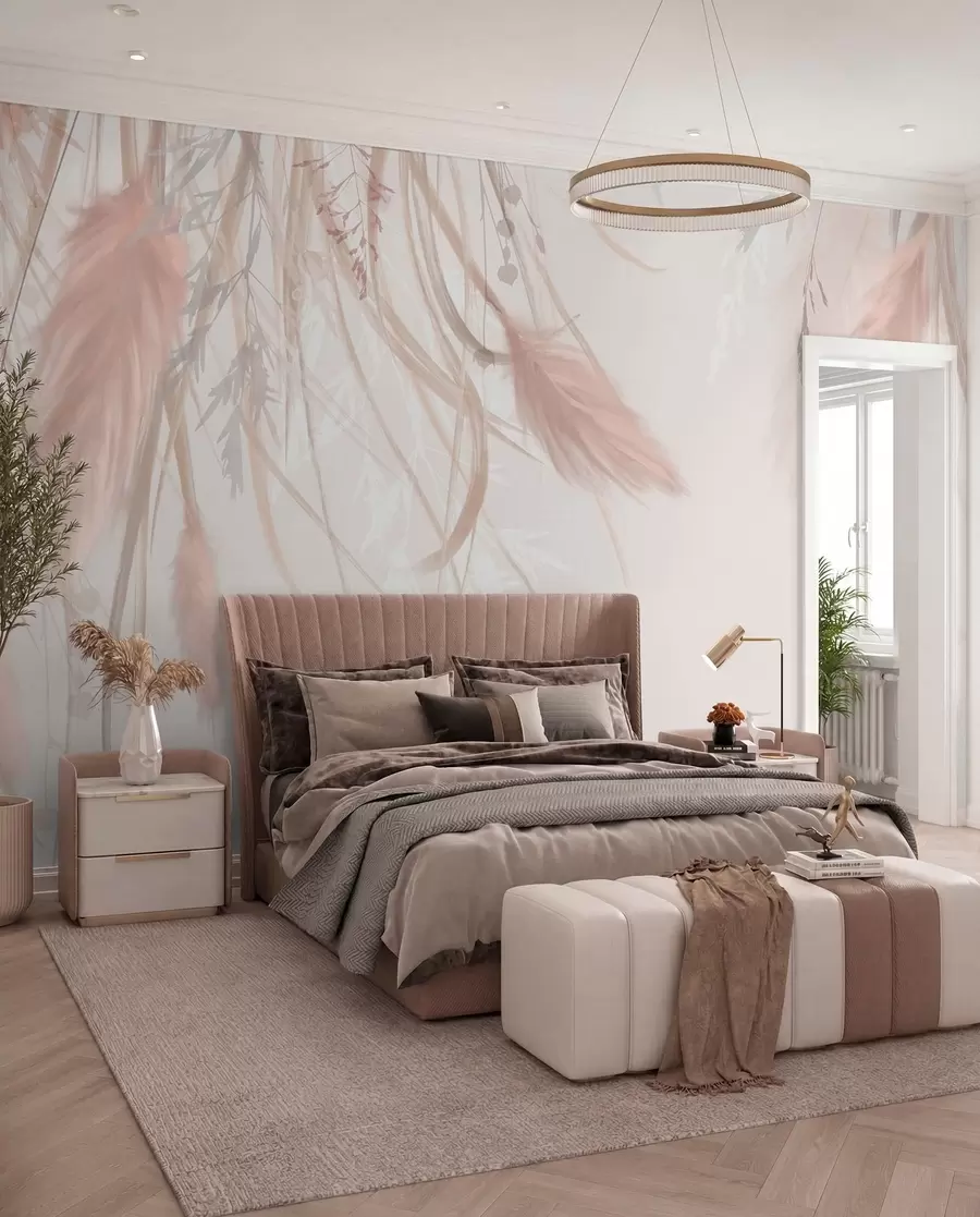 wall murals Ružičasta pampas trava w08611