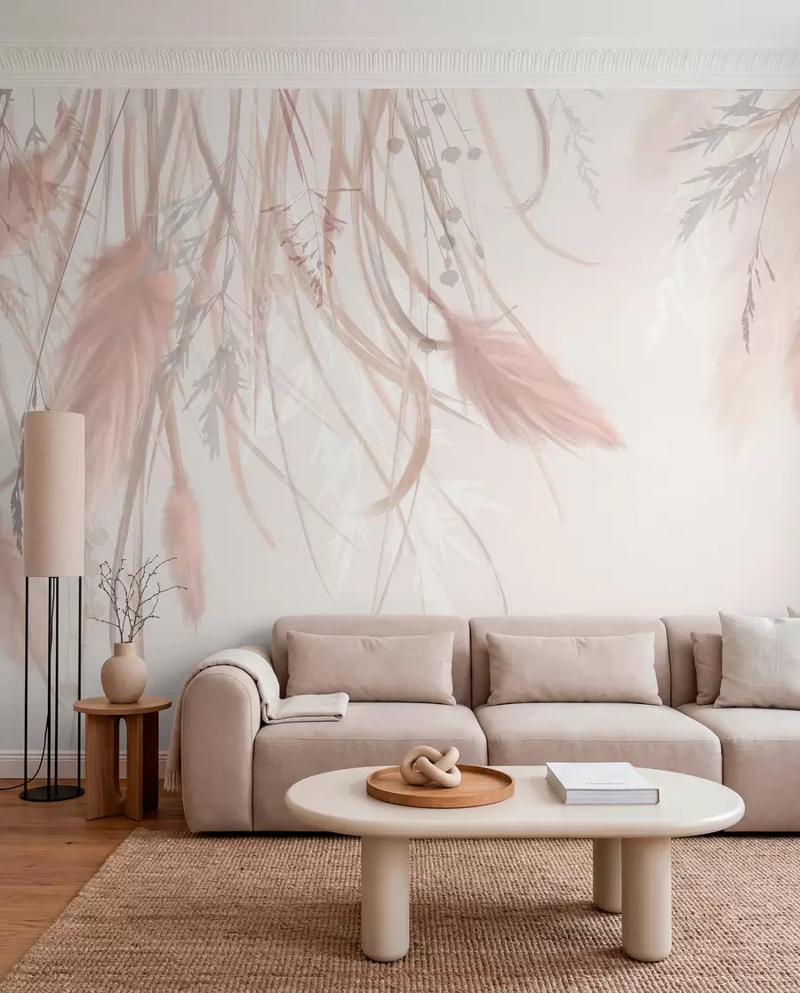 wall murals Ružičasta pampas trava w08611