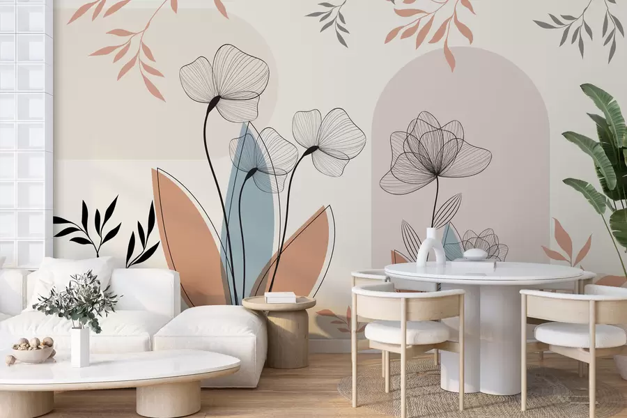 wall murals Цвеће и гране у бохо стилу w02754