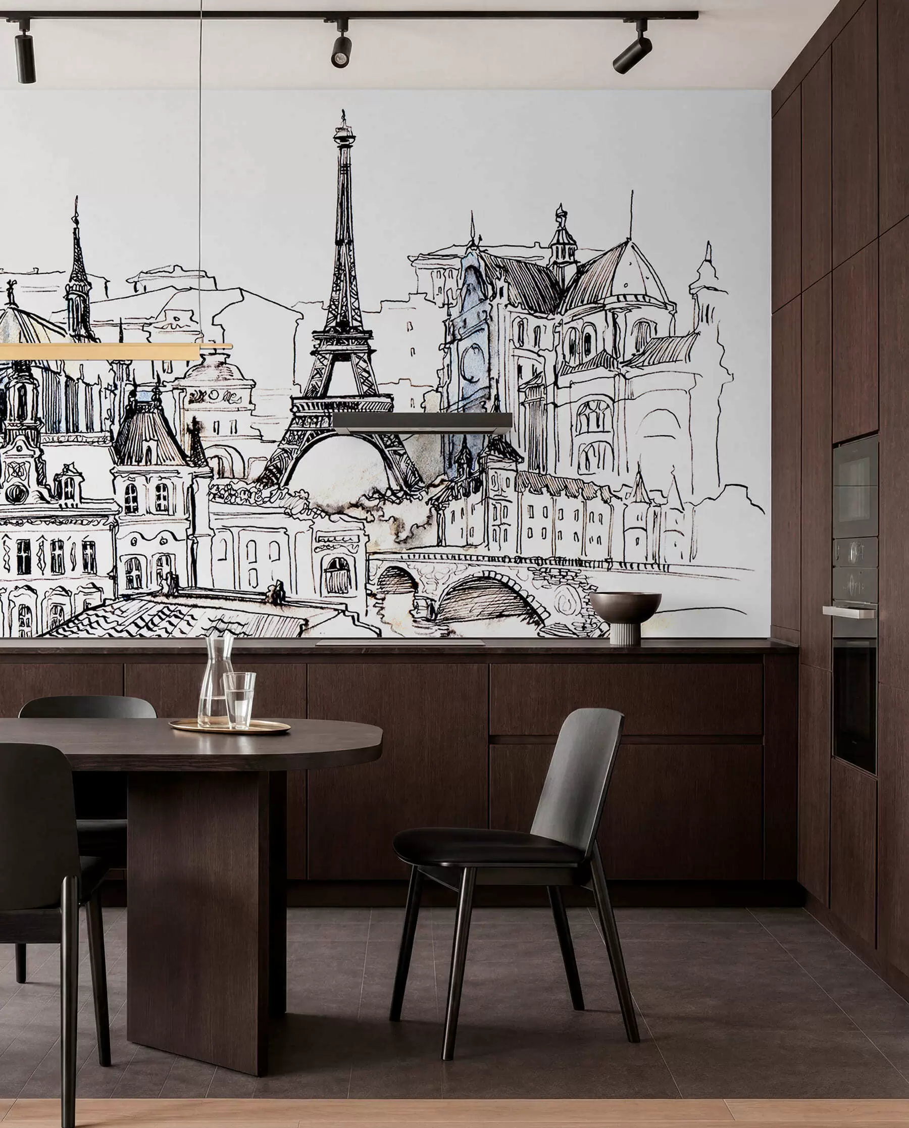 wall murals Паришки хоризонт у уметничком обрису u77704