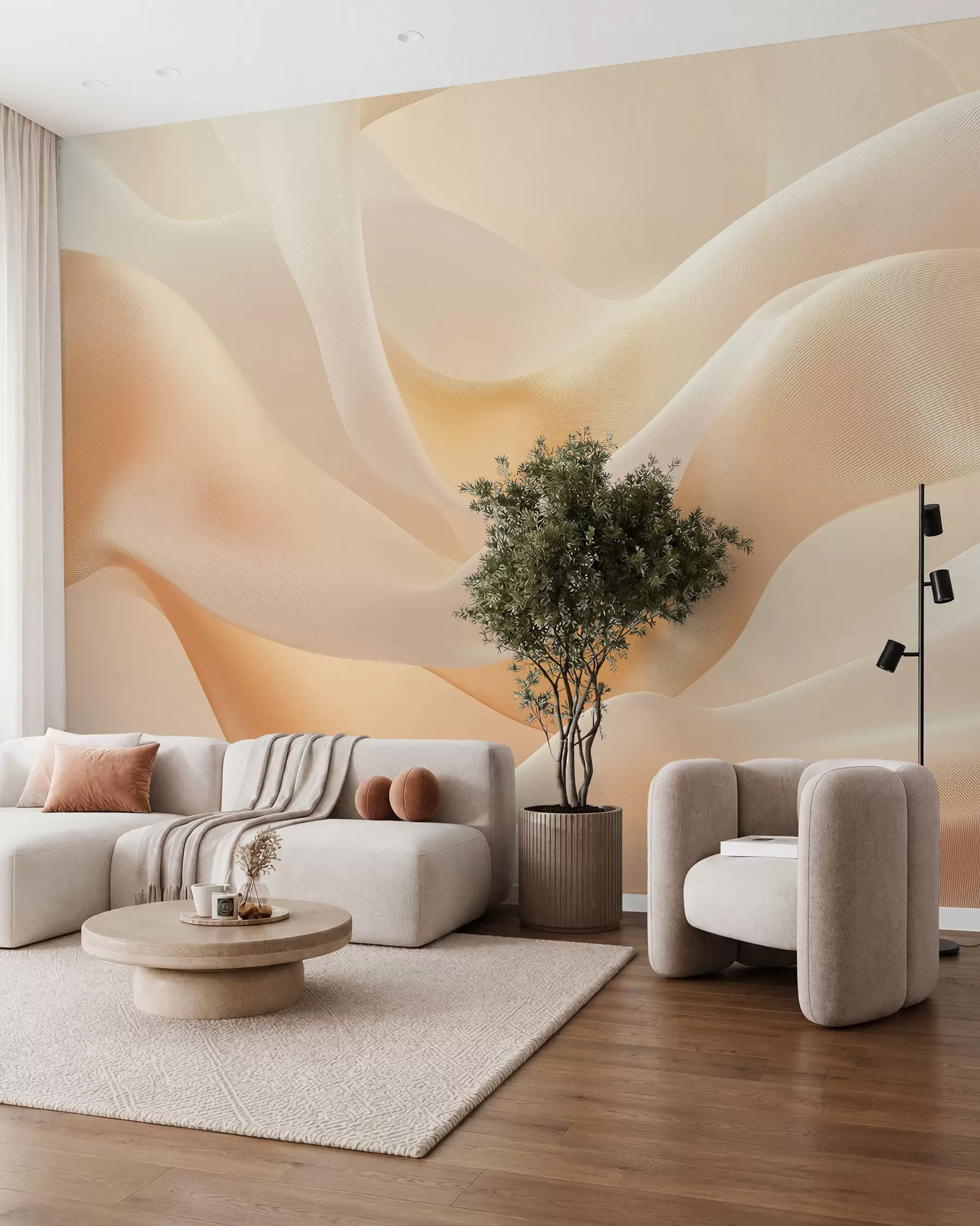 wall murals Svileni nabori u medenom sjaju w02765