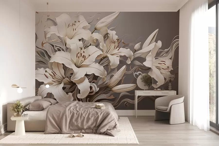 wall murals Софистицирани бели љиљани у пастелним тоновима w08633v1
