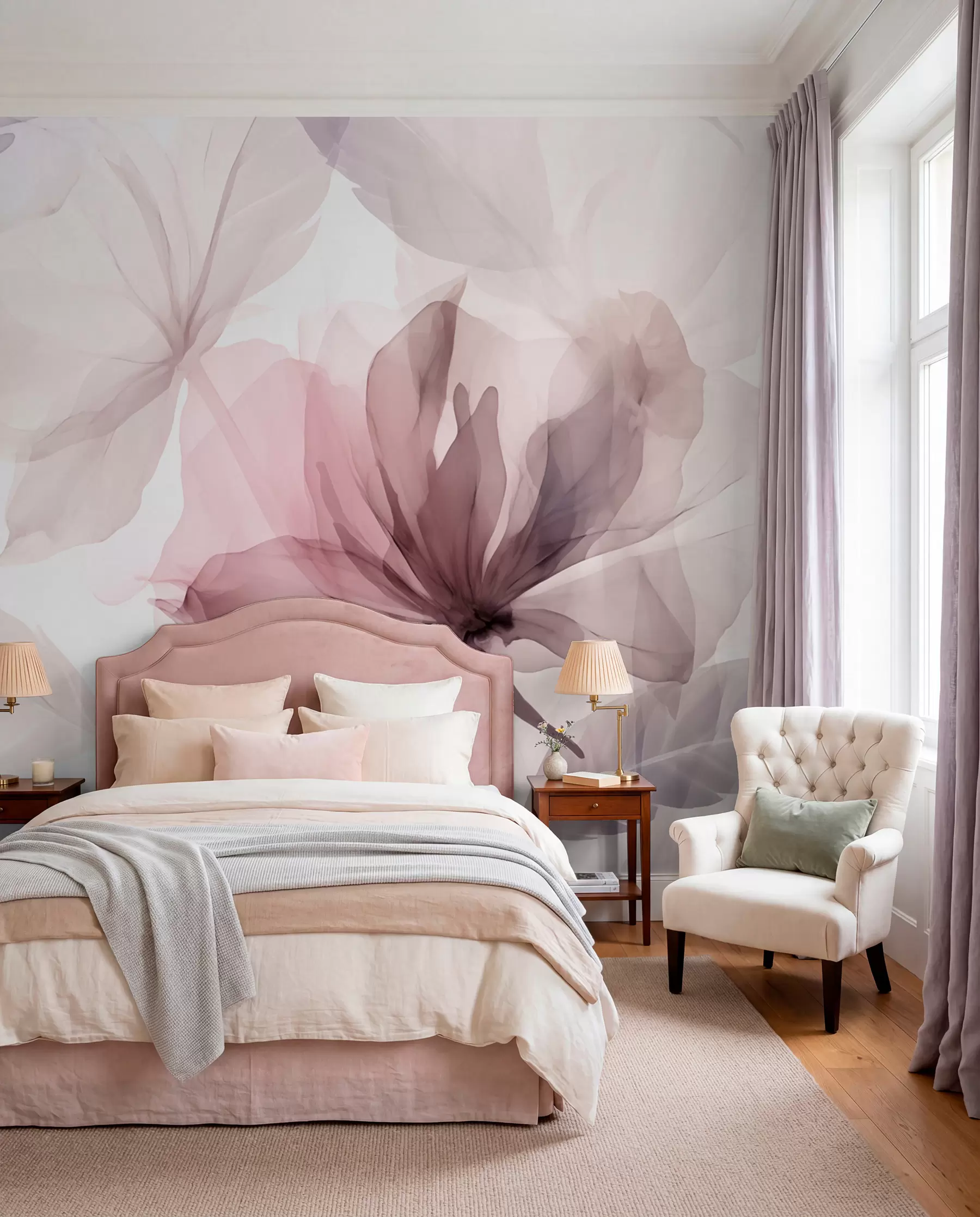 wall murals Prozirni ljubičasti cvjetovi w02755