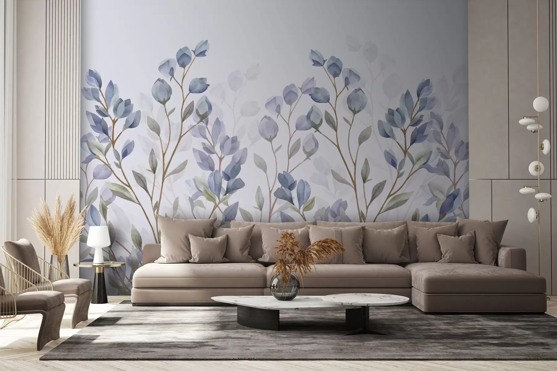wall murals гране са плавим листовима w02811
