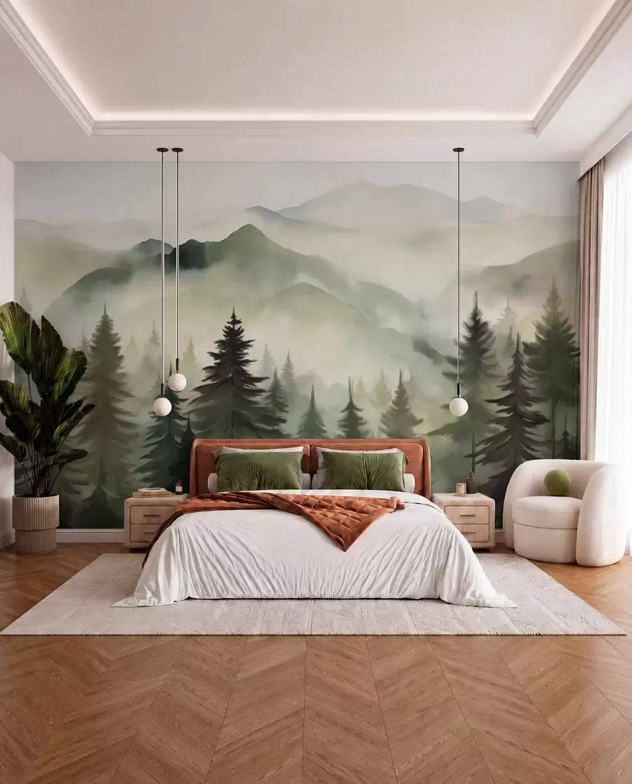 wall murals Zeleni grebeni u zoru w08639