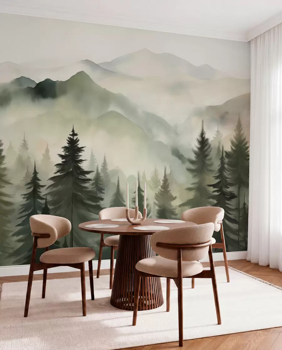 wall murals Zeleni grebeni u zoru w08639