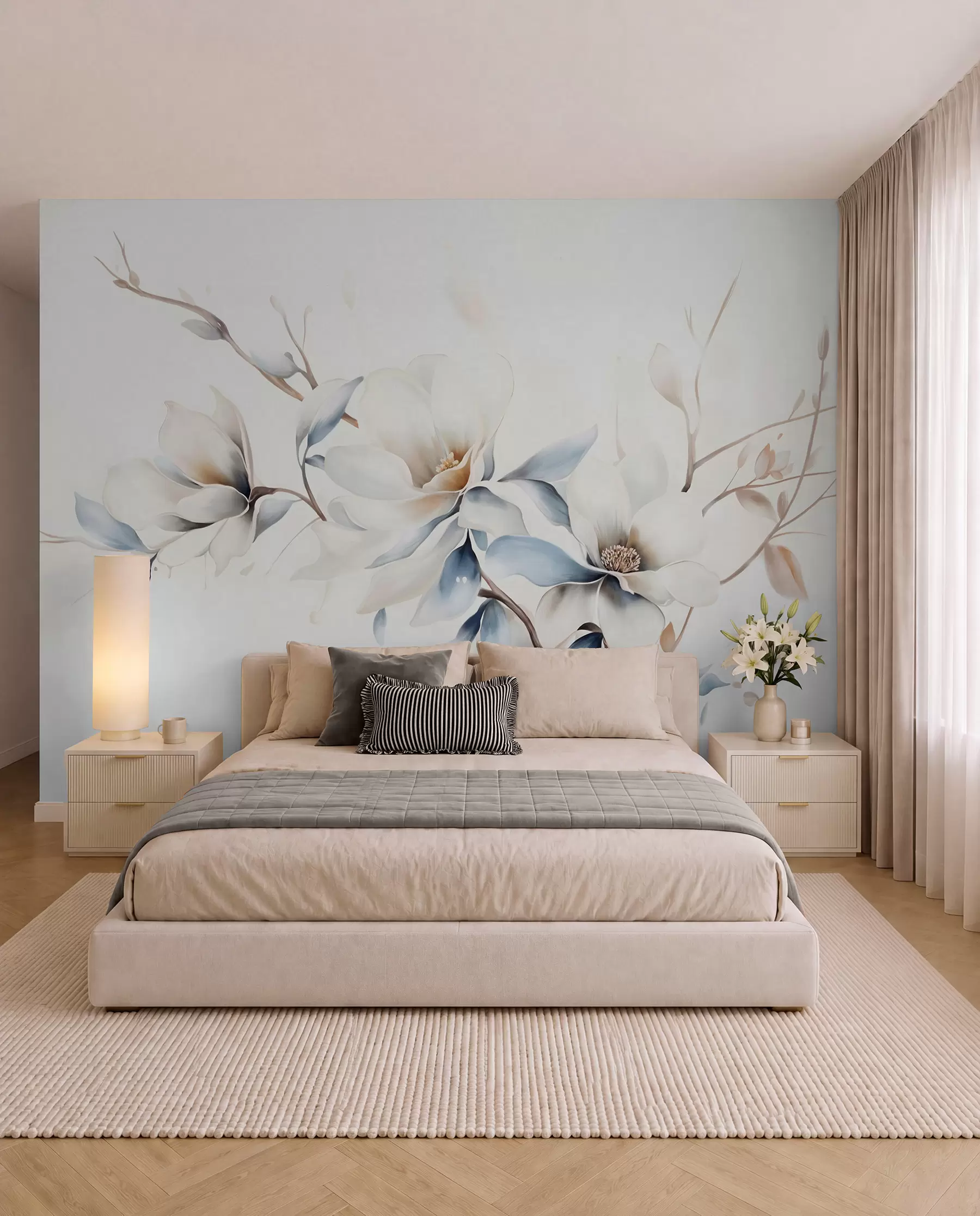 wall murals Magnolija u plavoj i krem w08644