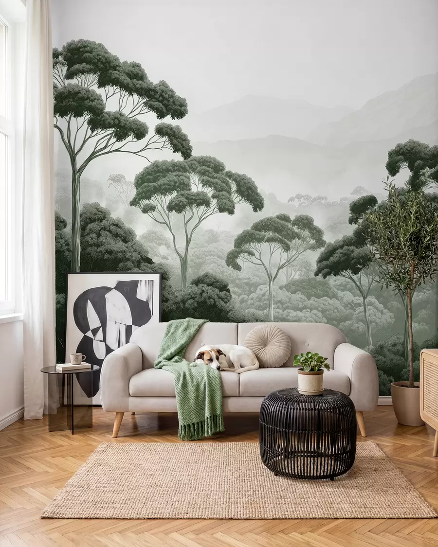 wall murals Krošnje u šumskoj zelenoj w02739v1