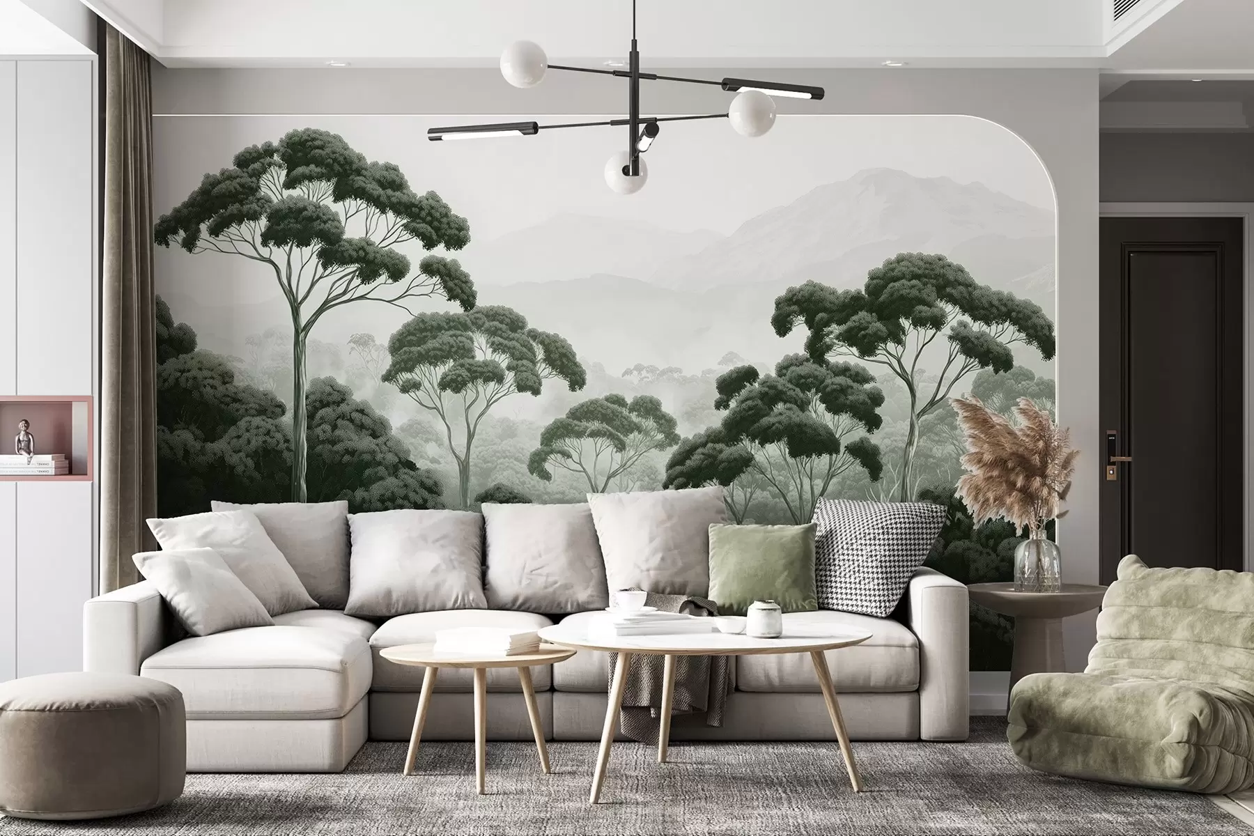 wall murals Шума џунгле, планине, тропска, природа, велико дрвеће, тамнозелене боје w02739v1