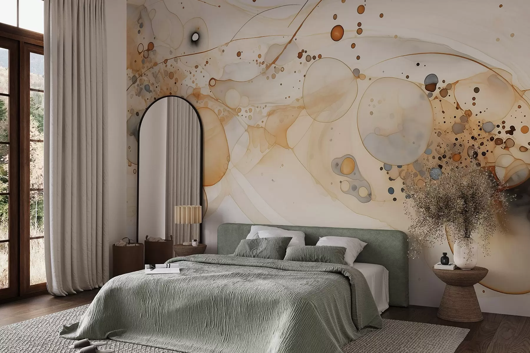 wall murals Апстрактна уметност мастила, течни стил, палета беж боја  w02744