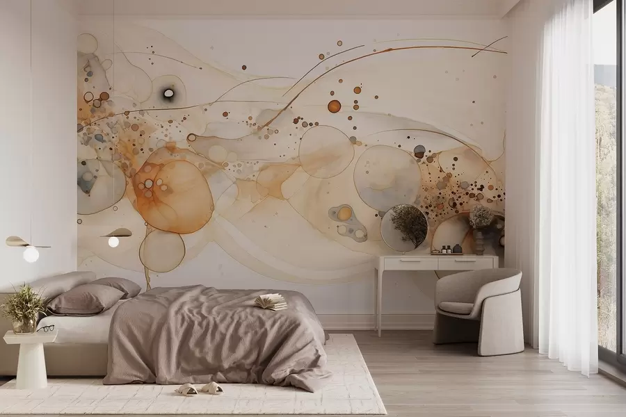 wall murals Апстрактна уметност мастила, течни стил, палета беж боја  w02744
