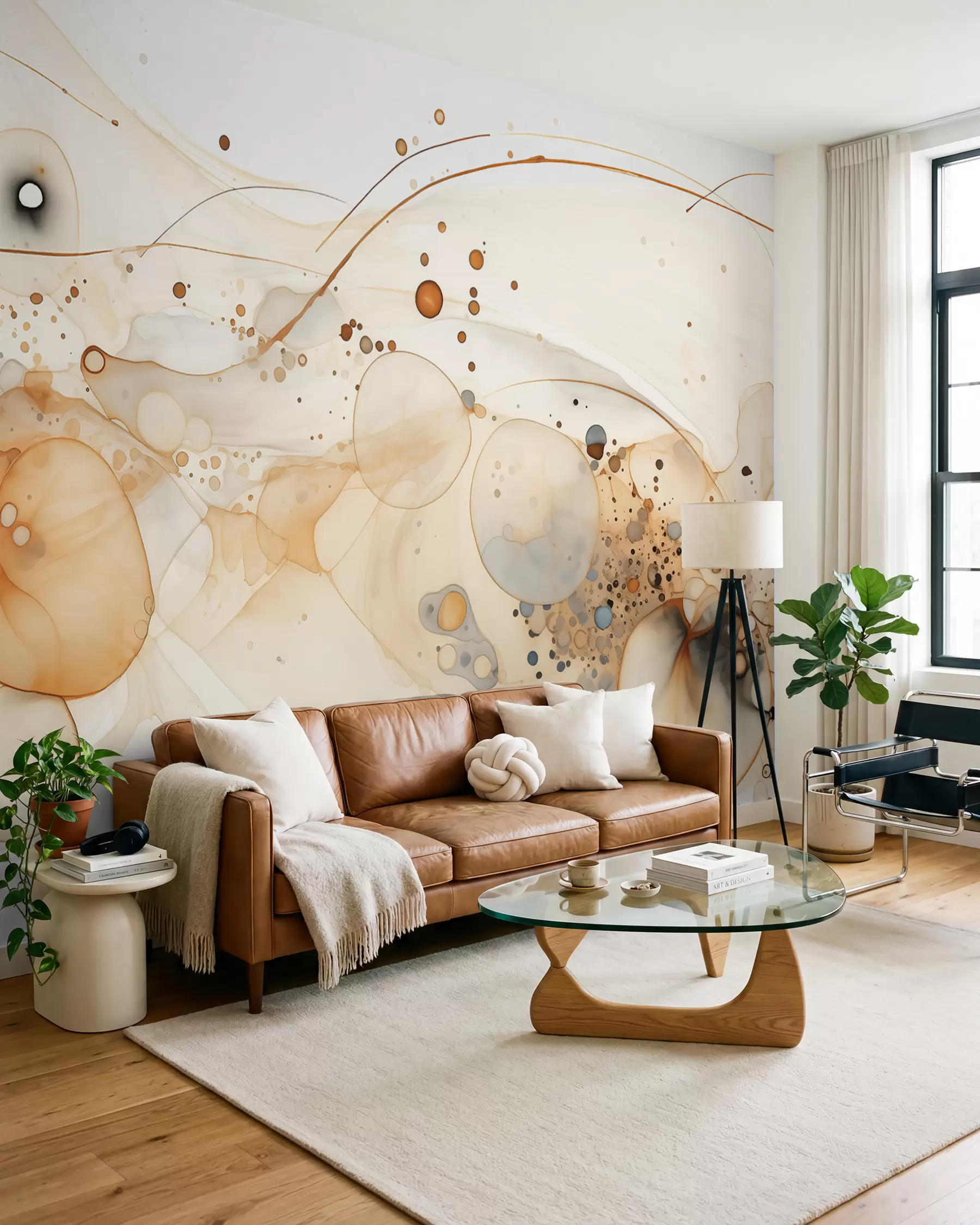 wall murals Апстрактна уметност мастила, течни стил, палета беж боја  w02744