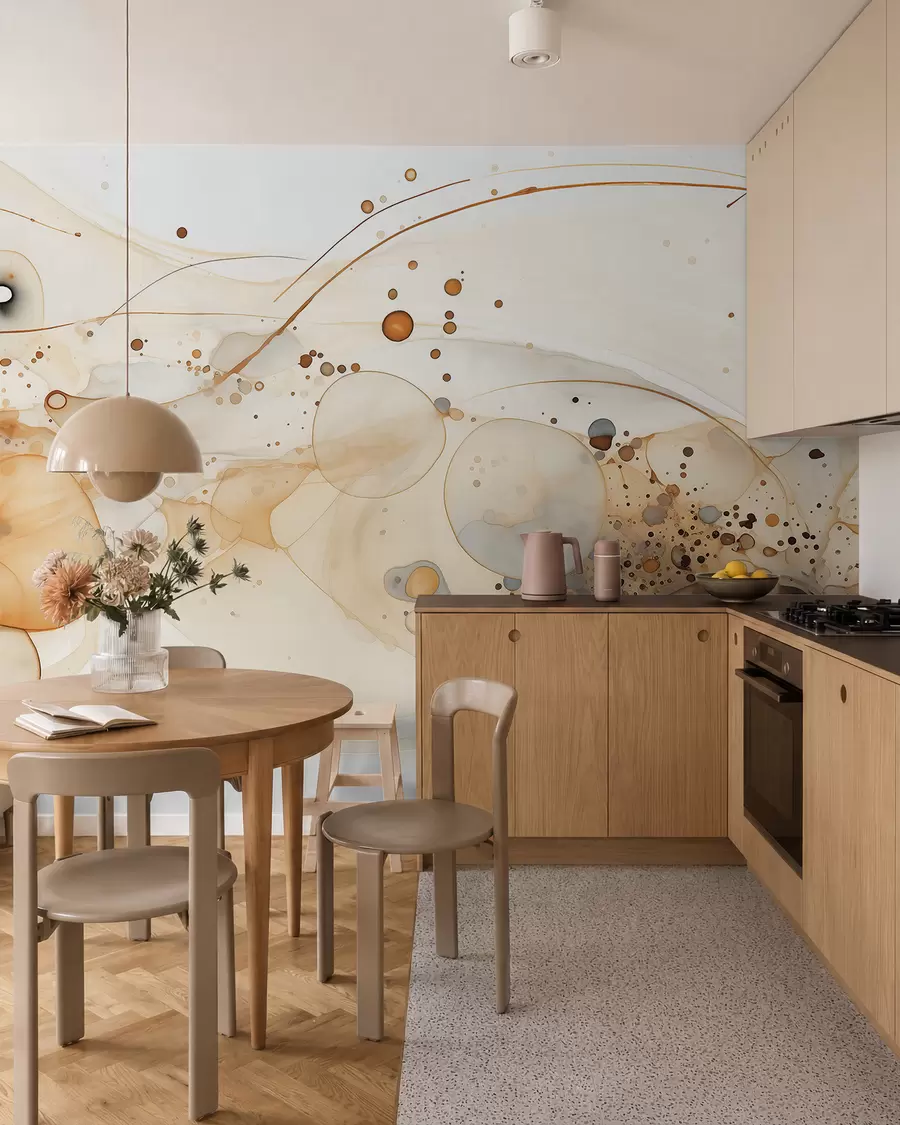 wall murals Апстрактна уметност мастила, течни стил, палета беж боја  w02744