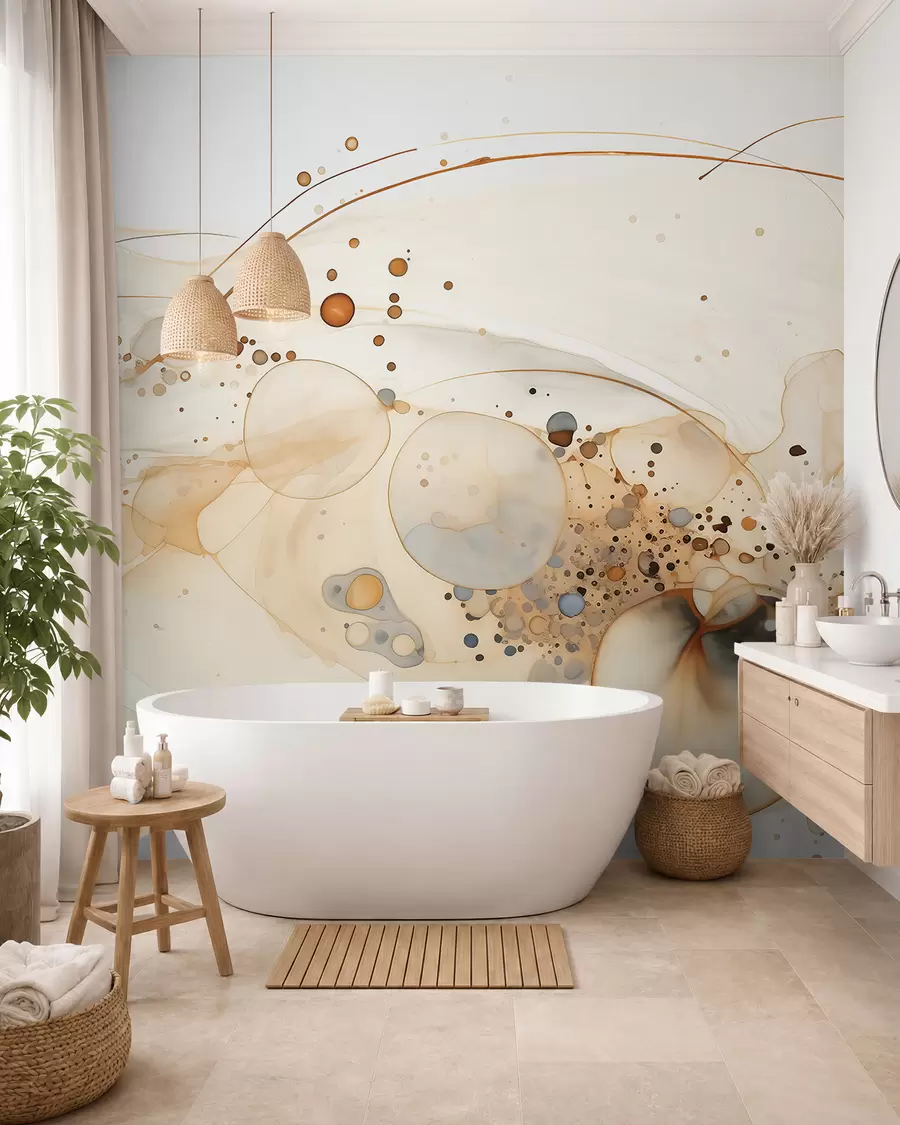 wall murals Апстрактна уметност мастила, течни стил, палета беж боја  w02744