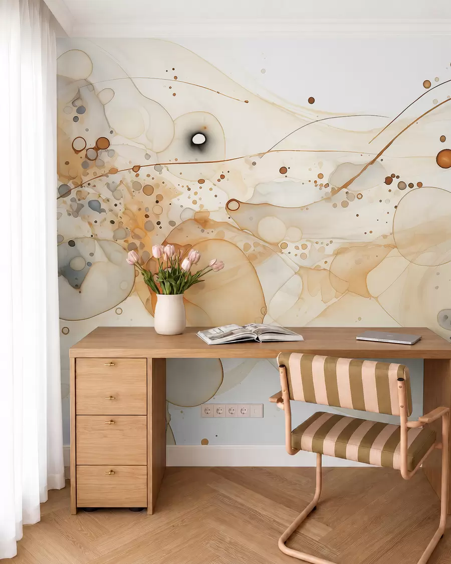 wall murals Апстрактна уметност мастила, течни стил, палета беж боја  w02744