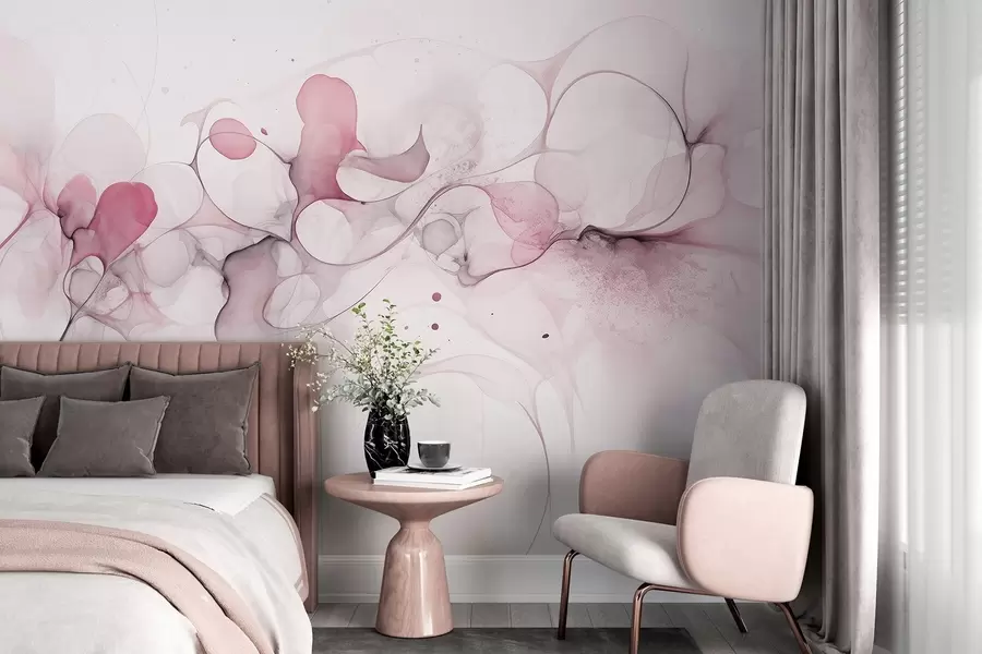 wall murals Течни уметнички стил, апстракција, нежне ружичасте боје w02745v2