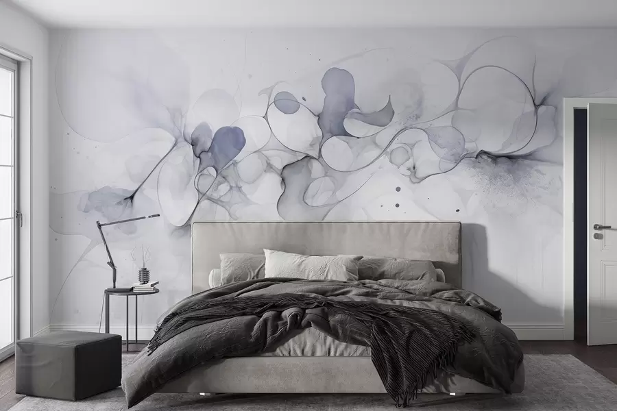 wall murals Течни уметнички стил, апстракција, нежне сиве боје w02745v3