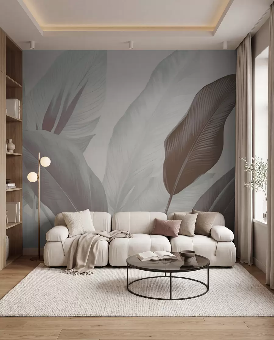 wall murals Slojevi lišća u taupe boji w02854v1