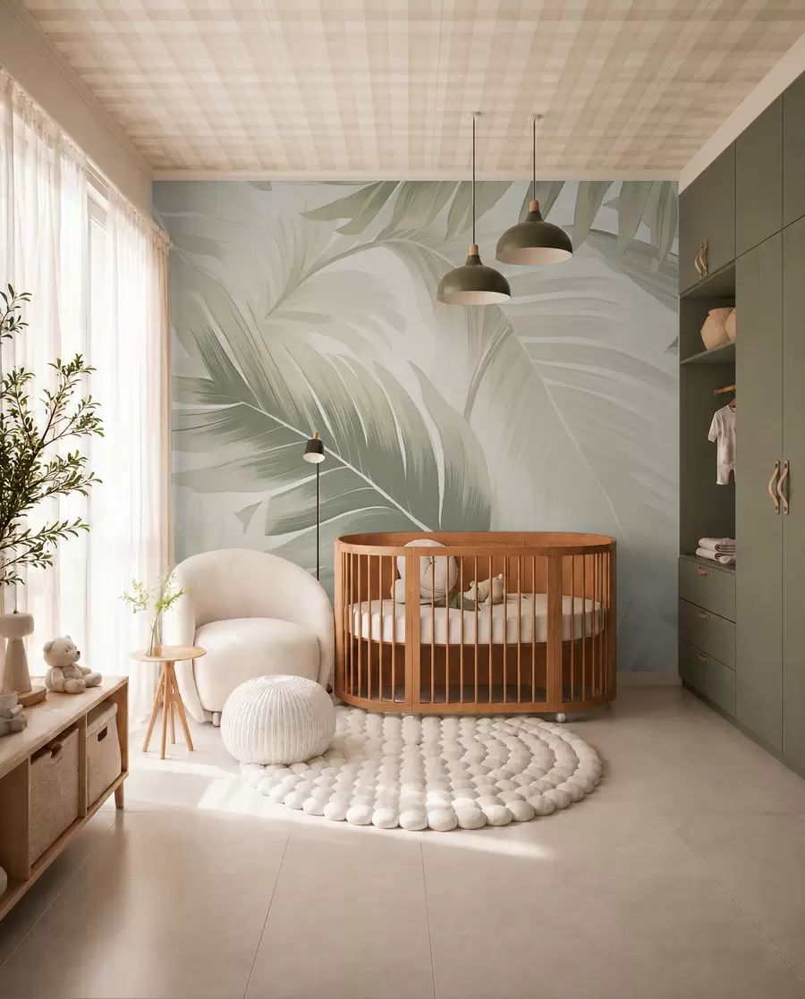 wall murals Tropske siluete u boji žalfije w02858