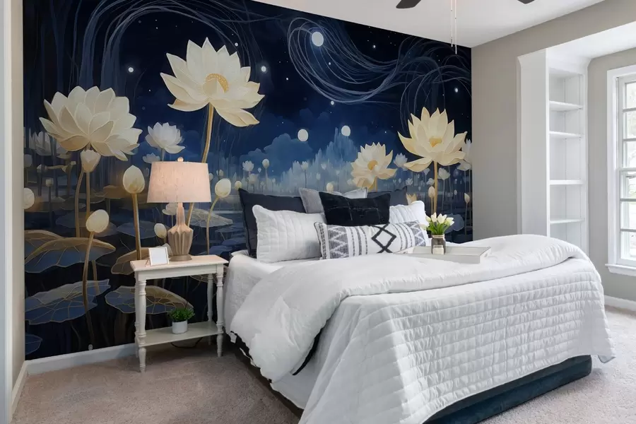 wall murals Сликање лотоса у уљу ноћу w02848