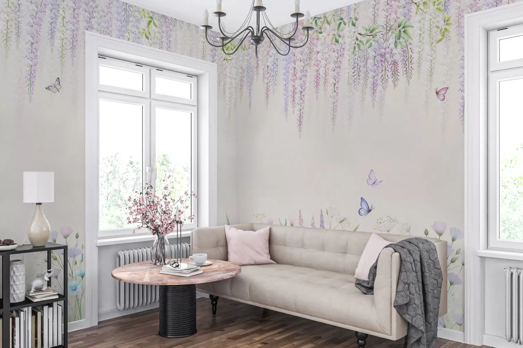 wall murals Висеће цвеће глициније w02644