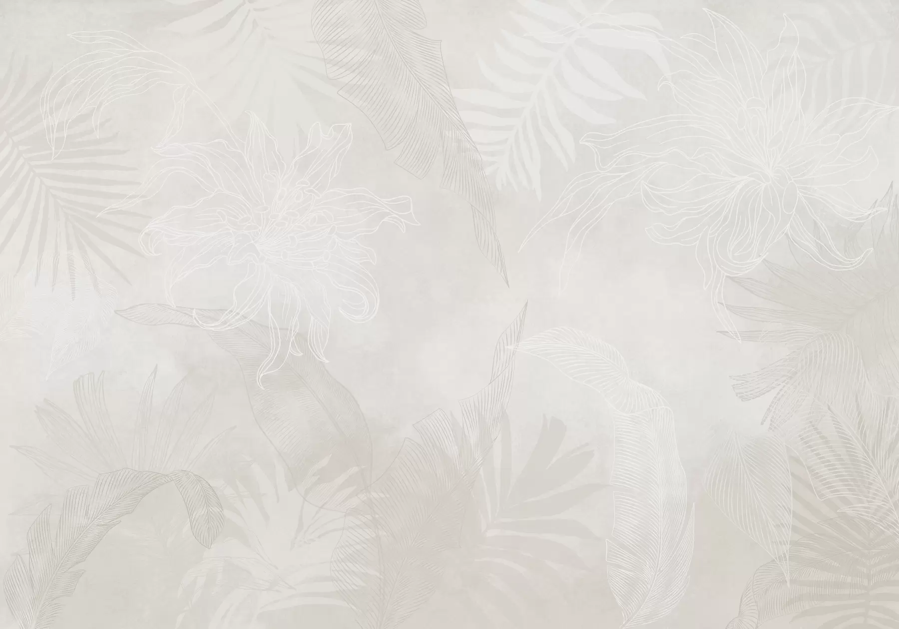 wall murals Тропско лишће са грунге ефектом у светлој боји w02737