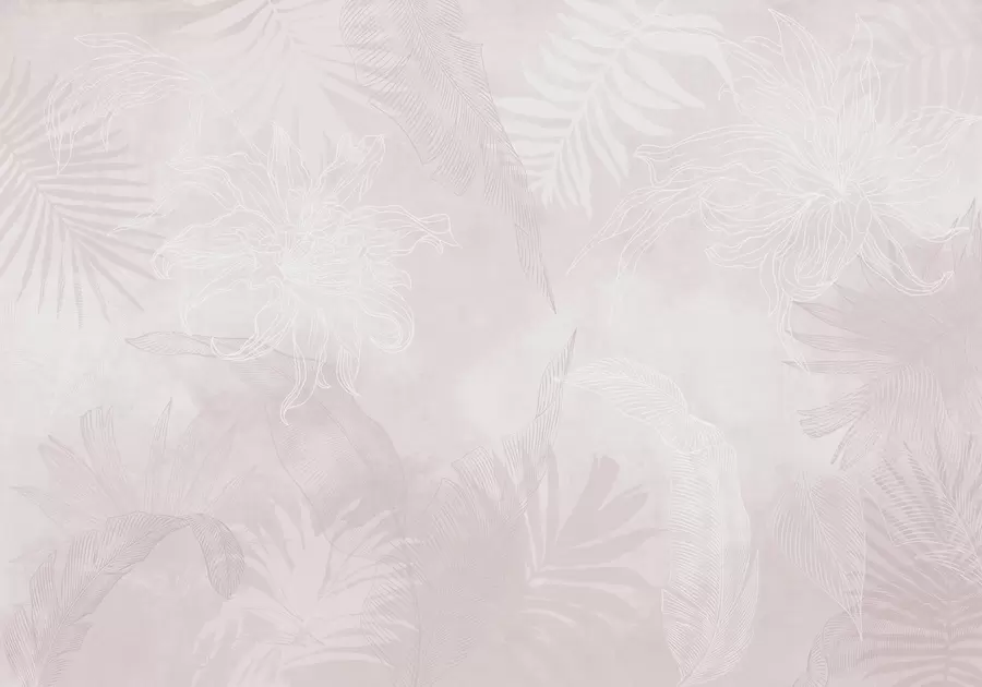 wall murals Грунге ефекат тропског лишћа са ружичастом нијансом w02737v4