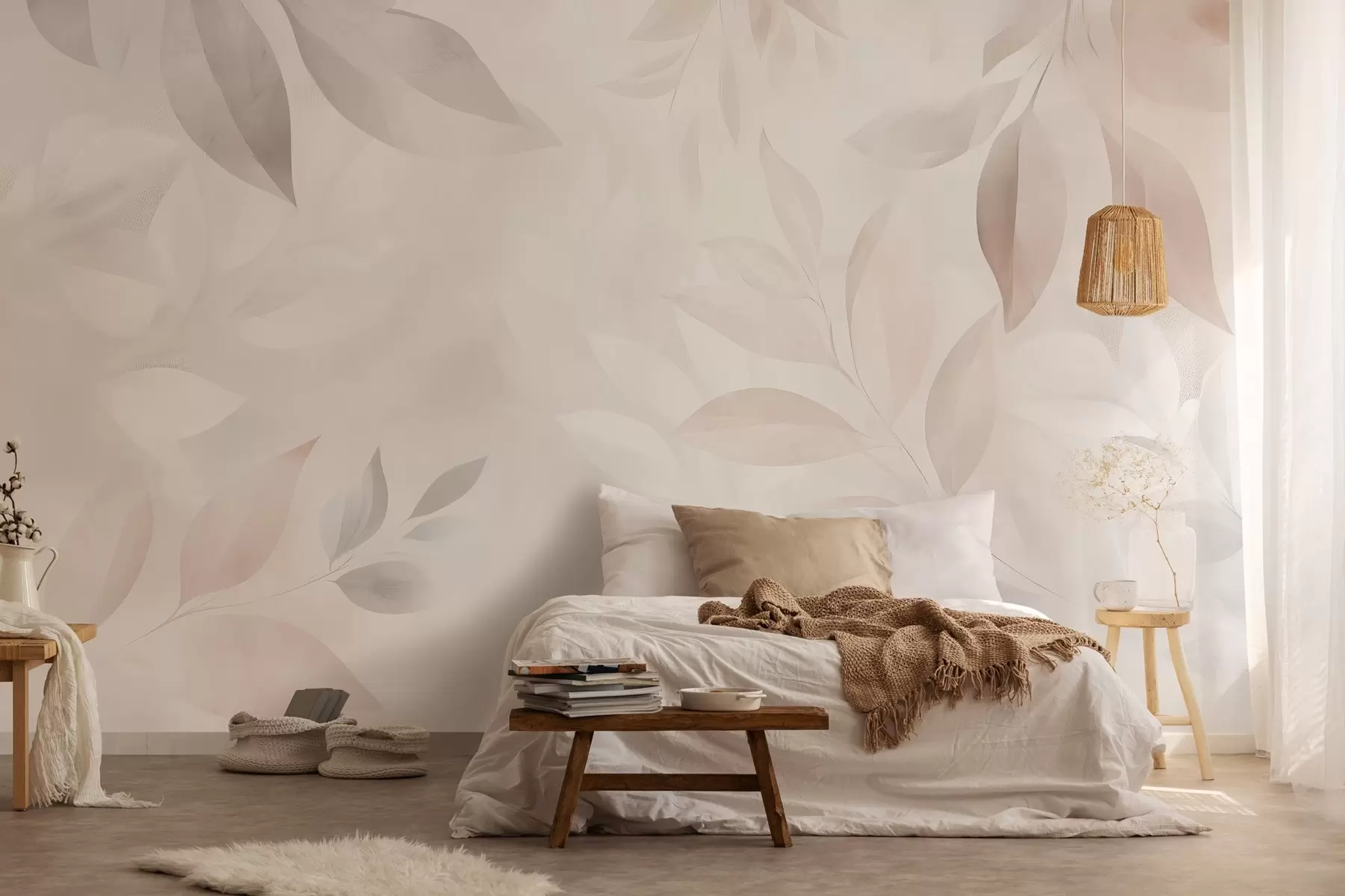 wall murals Деликатно лишће у пастелним бојама w02770