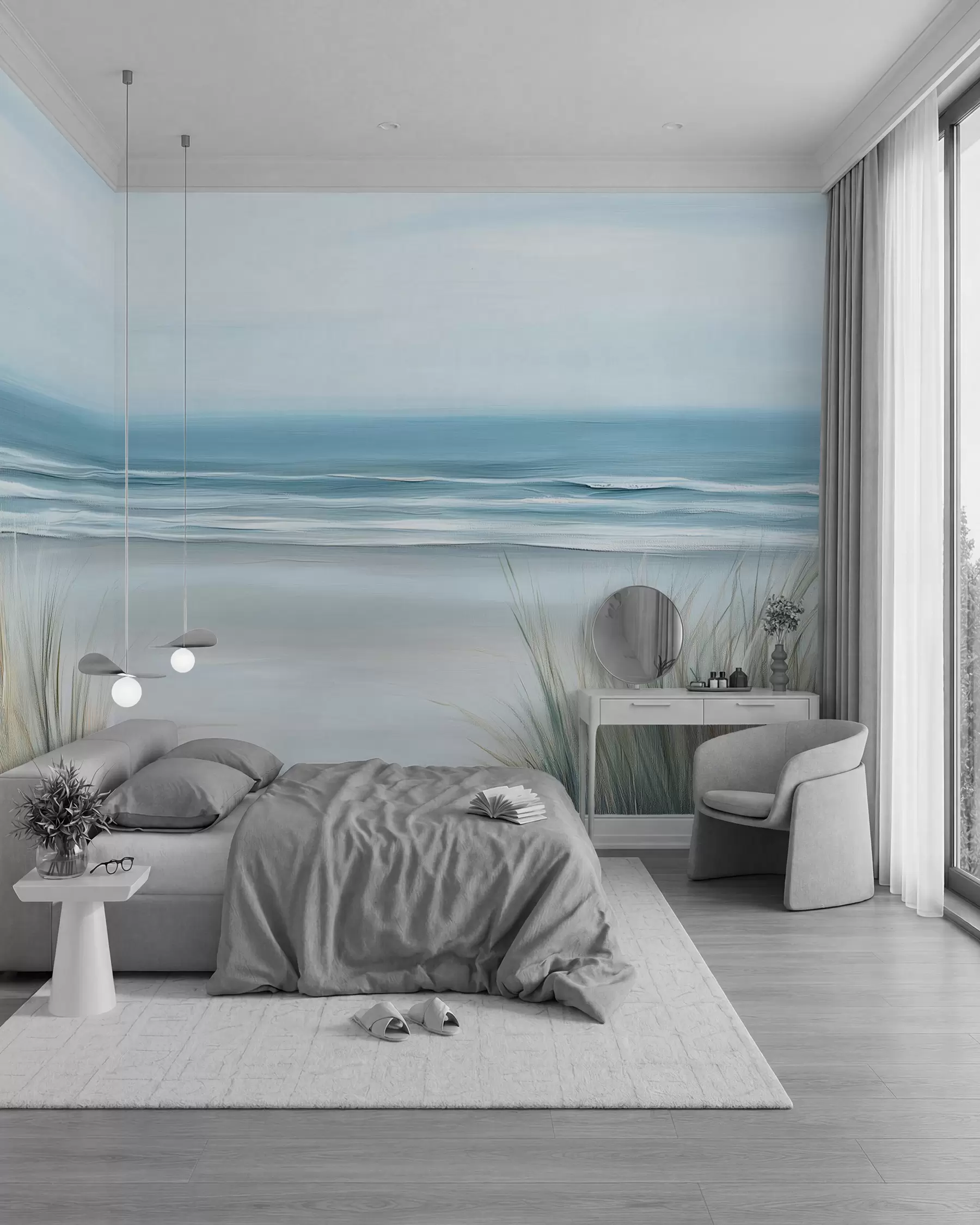 wall murals Пејзаж са дивљом плажом у стилу уљаног сликарства w02869