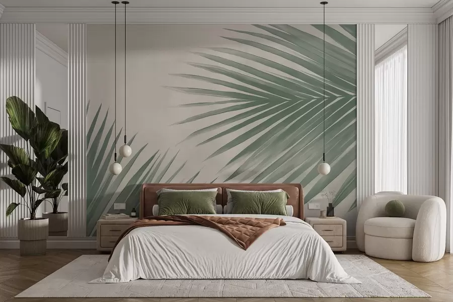 wall murals Зелени апстрактни палмини листови w08653