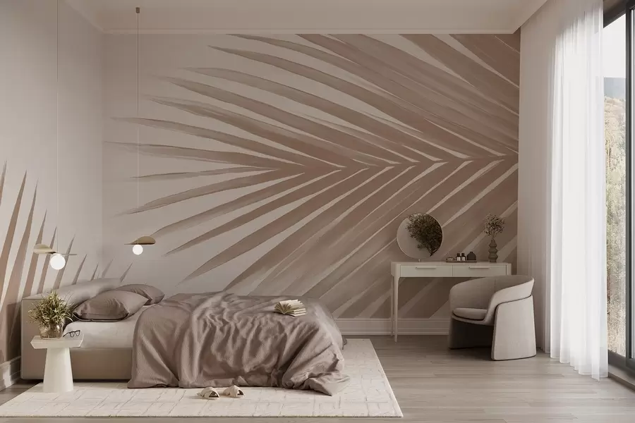 wall murals Беж апстрактни палмини листови w08653v1